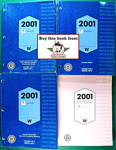 [PO2001GMP/01WPA/4] 2001 Pontiac Grand Prix Factory Shop Repair Service Manual 4 Vol. Set