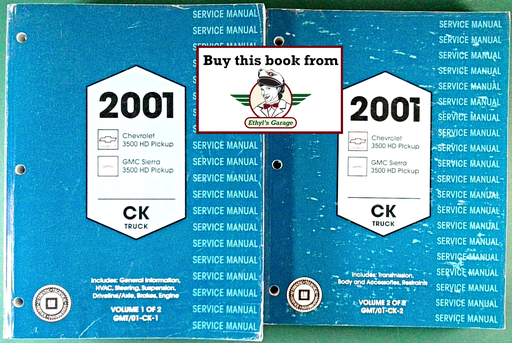 [GM2001GMT/01CKA/2] 2001 Chevrolet/GMC Silverado/Sierra C/K 3500 HD Pickup Factory Shop Repair Service Manual 2 Vol. Set