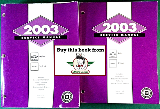 [GM2003GMT/03MLA/2] 2003 Chevrolet Astro, GMC Safari Factory Shop Repair Service Manual 2 Vol. Set