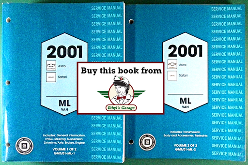 [GM2001GMT/01MLA/2] 2001 Chevrolet Astro, GMC Safari Factory Shop Repair Service Manual 2 Vol. Set