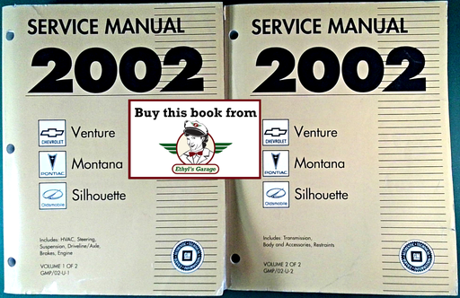 [GM2002GMP02UA/2] 2002 Chevrolet Venture Pontiac Trans Sport/Montana Oldsmobile Silhouette Factory Shop Repair Service Manual Complete 2 Vol. Set