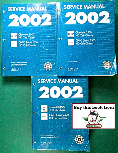 [GM2002GMT/02CKA/2] 2002 Chevrolet/GMC Silverado/Sierra C/K 3500 HD Cab Chassis Factory Shop Repair Service Manual 3 Vol. Set
