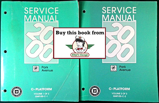 [BU2000GMP/00CA/2] 2000 Buick Park Avenue Factory Shop Repair Service Manual 2 Vol. Set