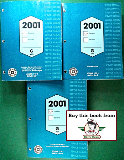 [GM2001GMT/01G6A/3] 2001 Chevrolet/GMC G-Van, Chevrolet Express, GMC Savana Factory Shop Repair Service Manual Set