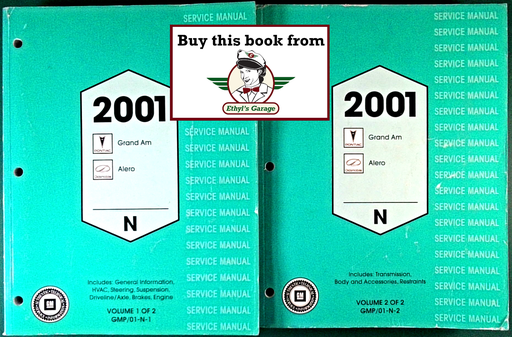 [GM2001GMP/01NA/2] 2001 Pontiac Grand Am, Oldsmobile Alero Factory Shop Repair Service Manual 2 Vol. Set  