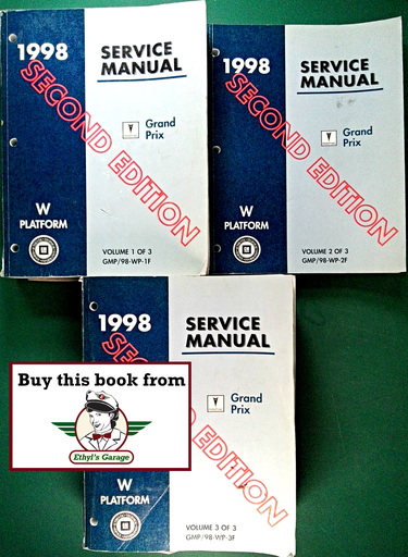 [PO1998GMP/98-WPFA/3] 1998 Pontiac Grand Prix Factory Shop Repair Service Manual 2nd Edition 3 Vol. Set