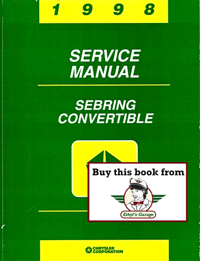 [CHR1998812708122A] 1998 Chrysler Sebring Convertible Factory Shop Repair Service Manual Supplement