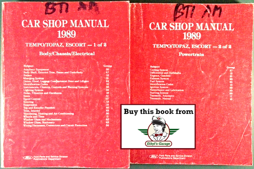 [FOR1989FPS1219489A/2] 1989 Ford Tempo & Escort, Mercury Topaz Factory Shop Service Manual 2 Vol Set