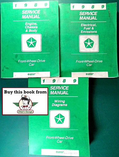 [MOP1989812709002A/3] 1989 Chrysler/Dodge/Plymouth FWD Service Manual Set--Omni/Horizon, Aries/Reliant, Shadow/Sundance, Daytona, LeBaron/Lancer, Dynasty/New Yorker