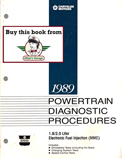 [MOP1989816999030A] 1989 Dodge/Plymouth Colt Wagon/Colt Vista 1.8L/2.0L MMC Powertrain Diagnostic Procedures Factory Service Manual 
