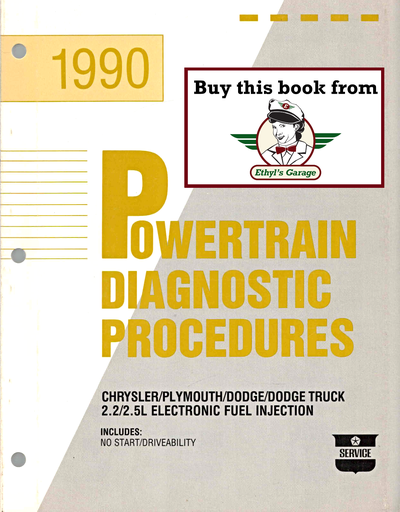 [MOP1990816990016A] 1990 Chrysler/Dodge/Plymouth 2.2L/2.5L E.F.I. Powertrain Diagnostic Procedures Factory Service Manual