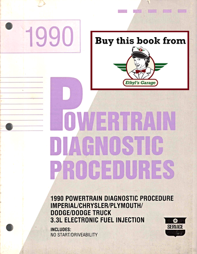 [MOP1990816990015A] 1990 Chrysler/Dodge/Plymouth 3.3L E.F.I. Powertrain Diagnostic Procedures Factory Service Manual