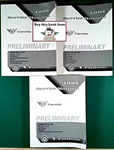 [CHE1997GMP/97YPA/3] 1997 Chevrolet Corvette Preliminary Repair Shop Maintenance Service Manual Complete 3 Vol. Set