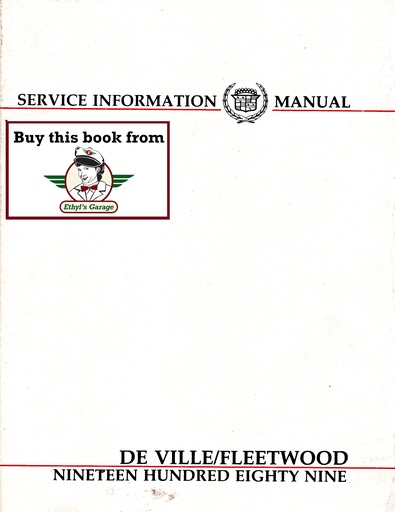 [CA1989H2614A] 1989 Cadillac DeVille and Fleetwood Shop Service Repair Manual