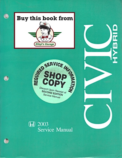 [HO200361S5B00A] 2003 Honda Civic Hybrid Shop Service Repair Maintenance Manual